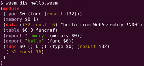 basic helloworld wasm webassembly module