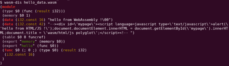 data section html js payload webassembly wasm module patrick ventuzelo reversing analysis security training