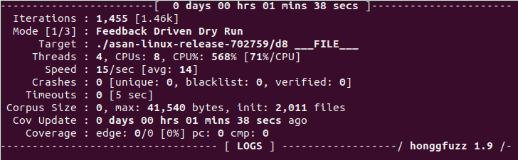 honggfuzz dharma d8 v8 chrome fuzzing fuzzer wasm webassembly patrick training security