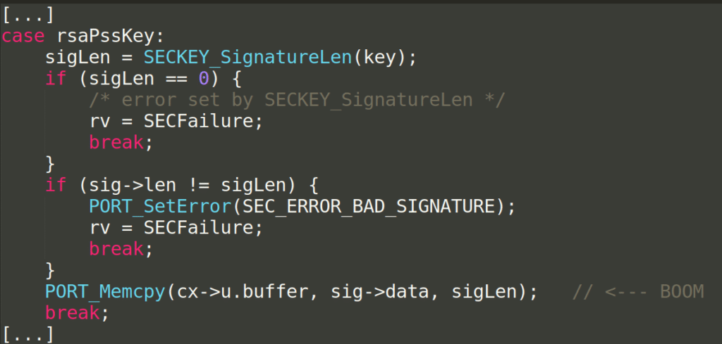 mozilla nss BigSig buffer overflow google project zero fuzzer code